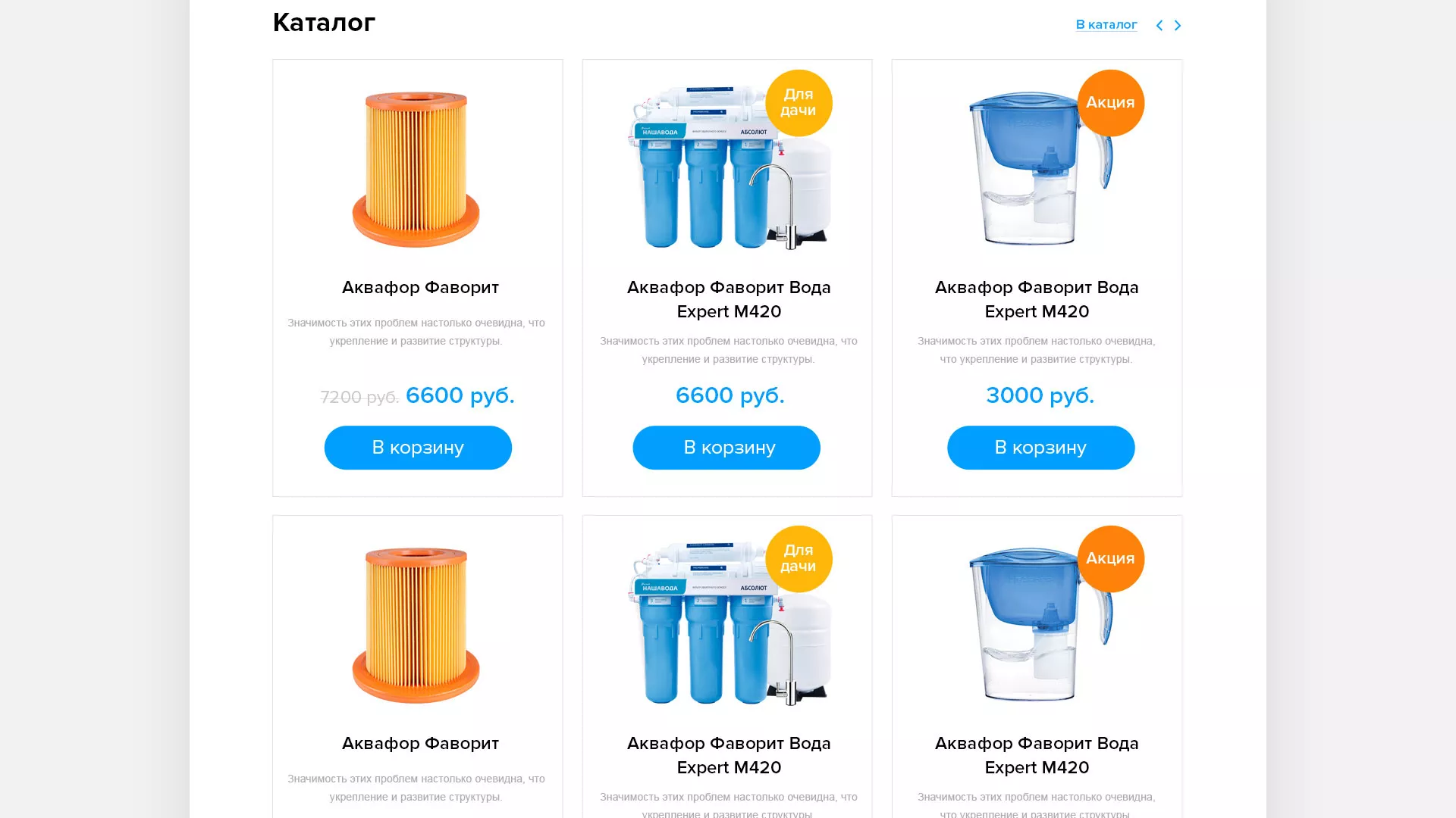 Создание интернет-магазина «Водолей» по продаже фильтров очистных сооружений в Фрязино