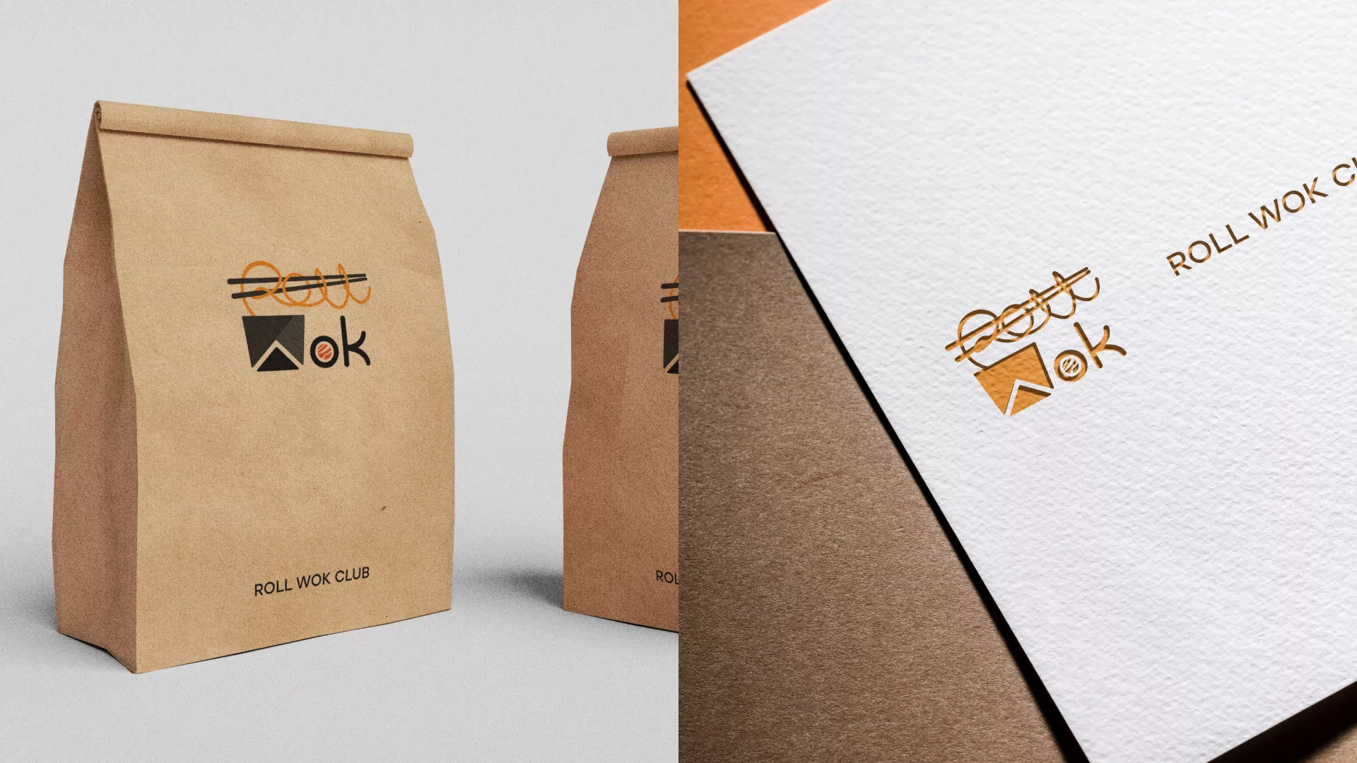 Разработка логотипа суши-бара «Roll Wok Club» в Фрязино