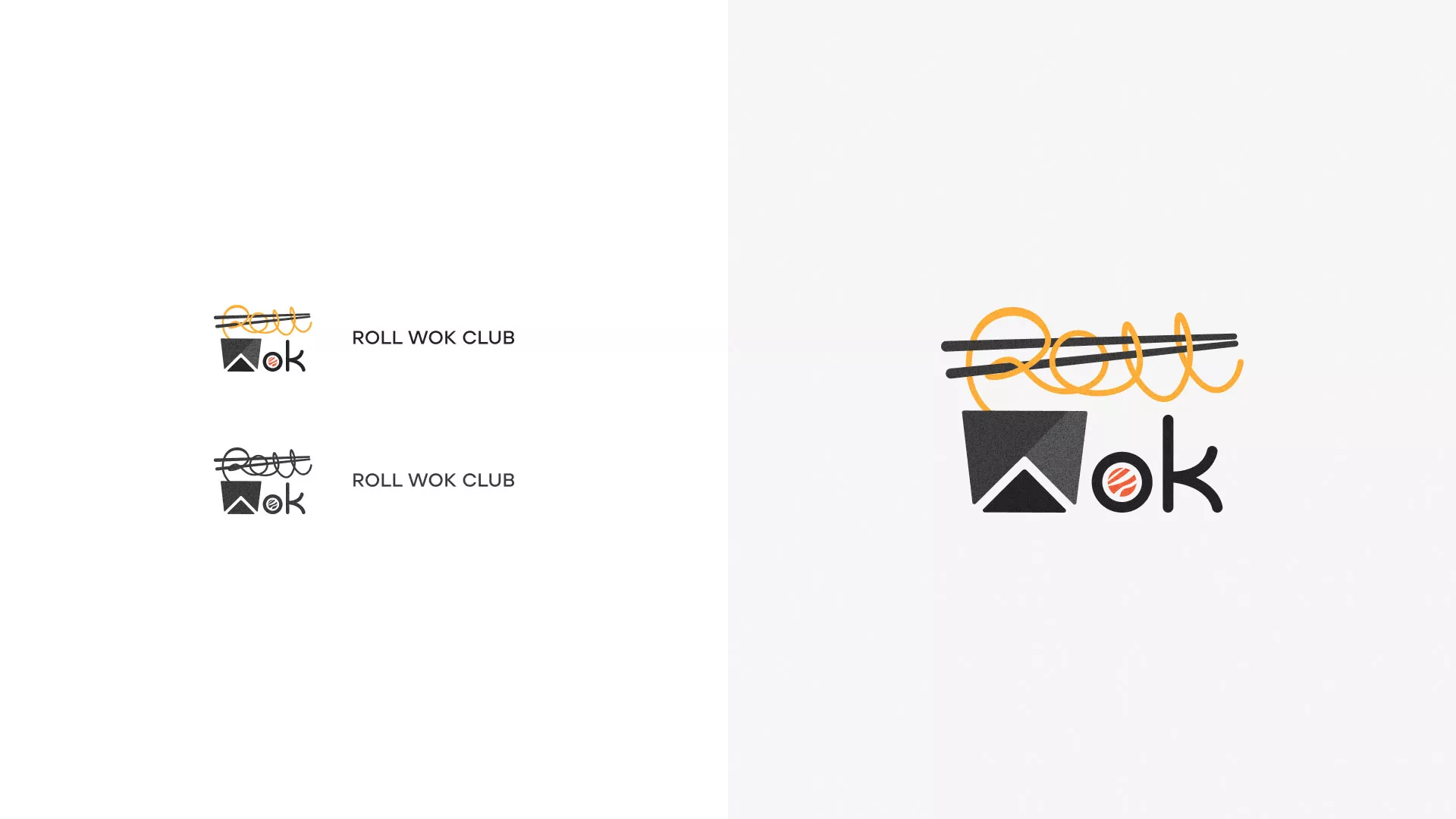 Разработка логотипа суши-бара «Roll Wok Club» в Фрязино
