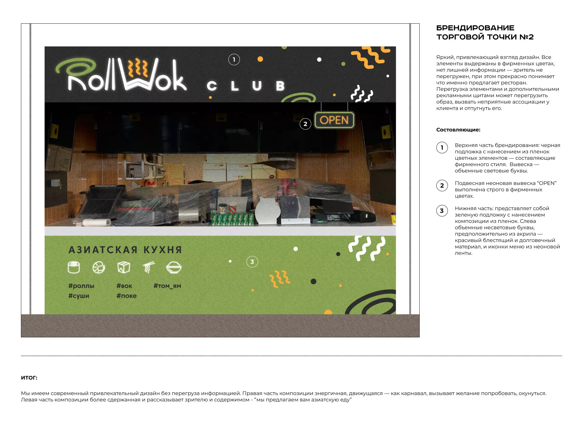 Брендирование торговых точек суши-бара «Roll Wok Club» в Фрязино