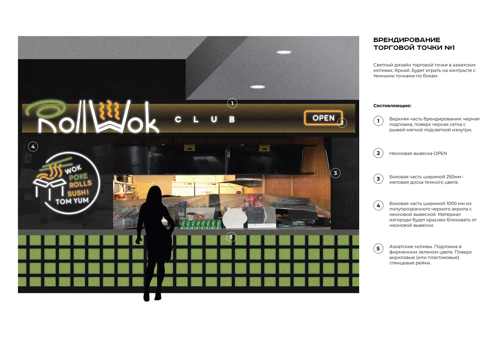 Брендирование торговых точек суши-бара «Roll Wok Club» в Фрязино